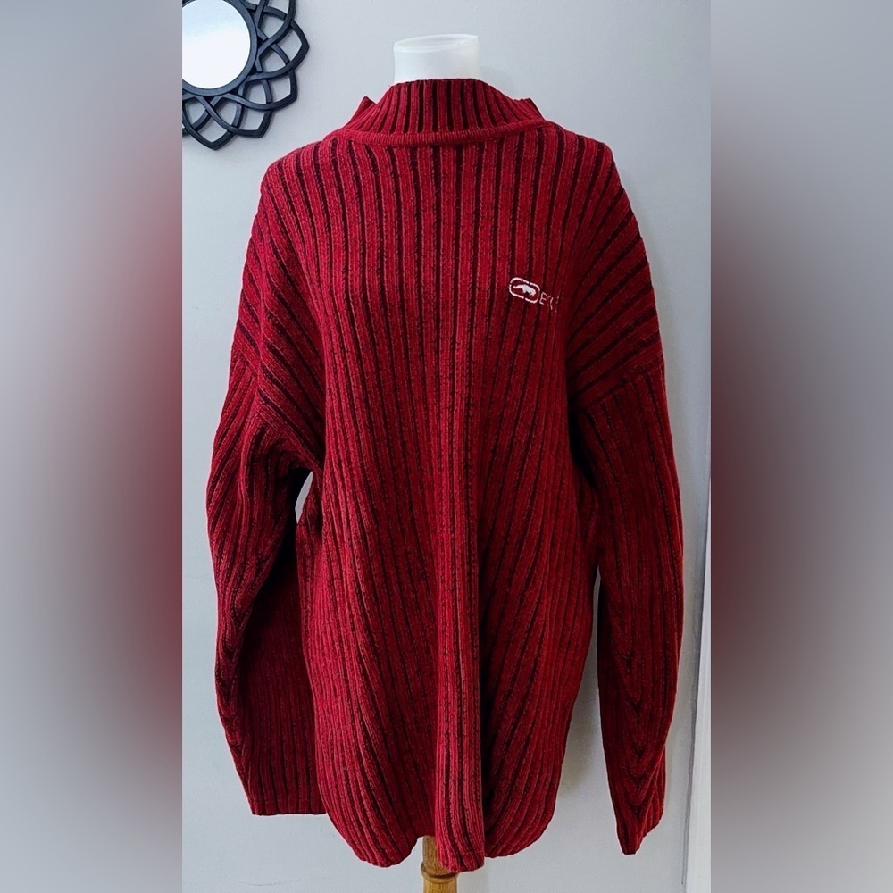 Vintage Ecko Unlimited Deep Red Mockneck Sweater Men's Fall Casual